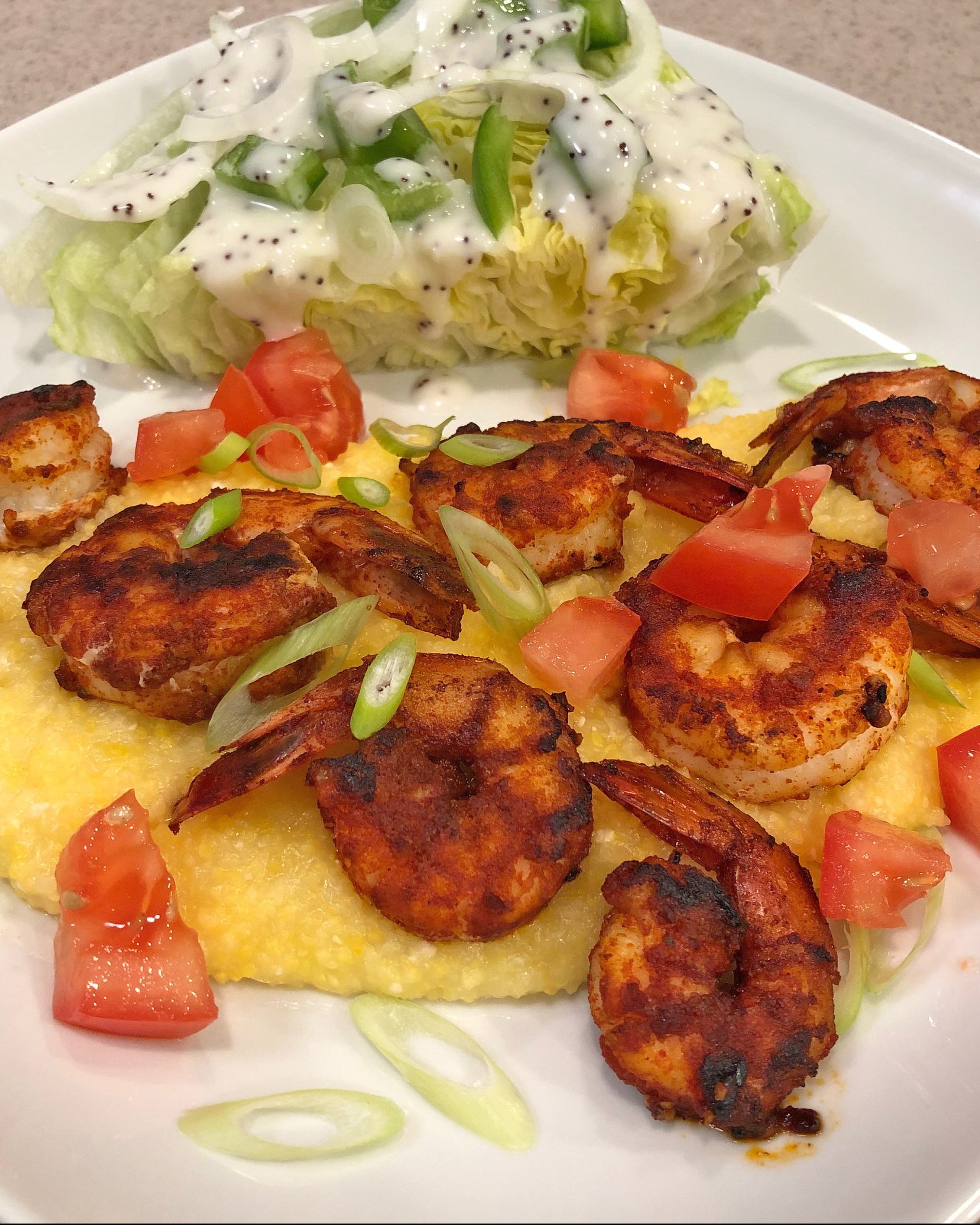 Spicy Southern Shrimp & Cheddar Grits