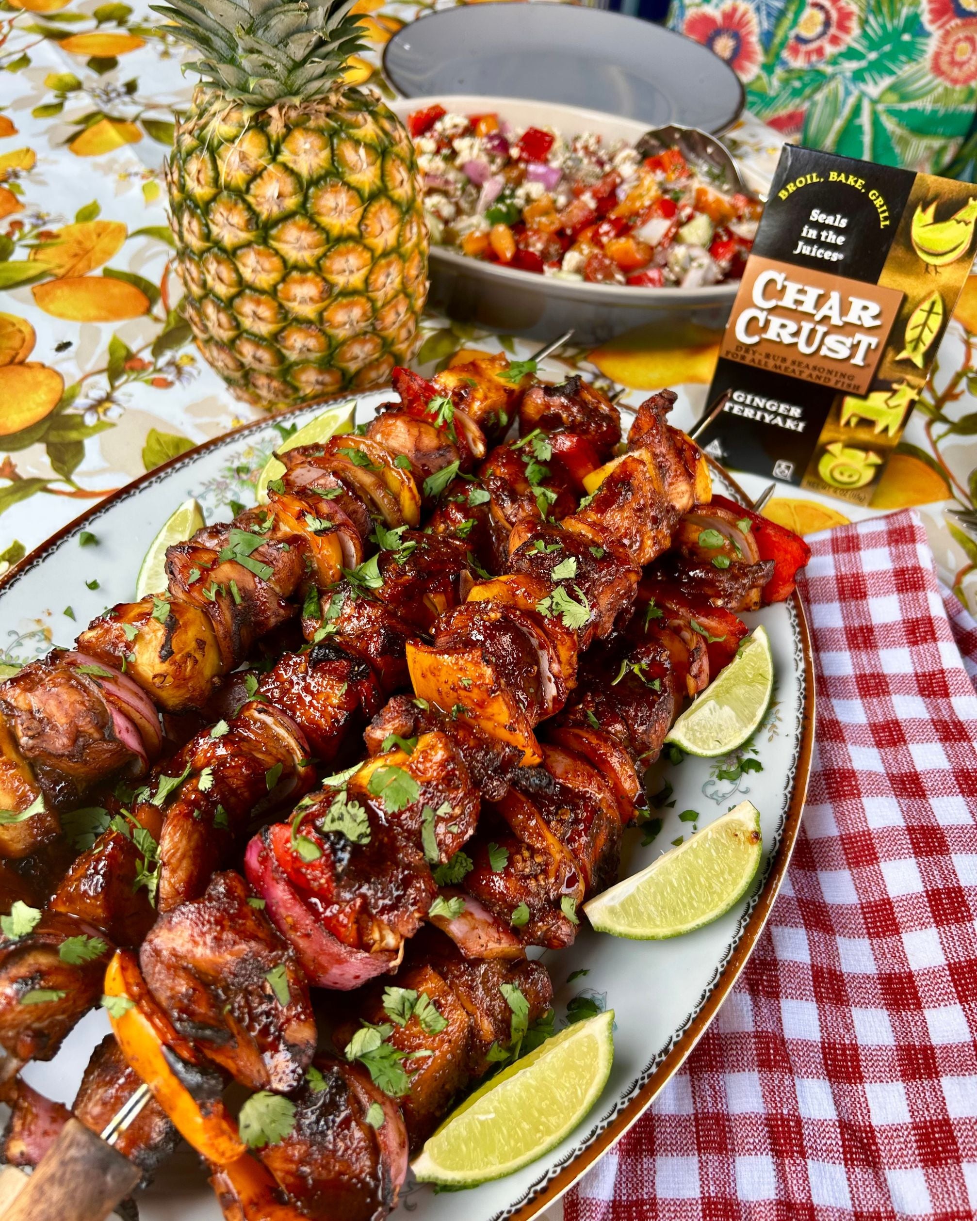 Ginger Teriyaki Chicken & Pineapple Skewers – Char Crust® Dry-Rub Seasonings