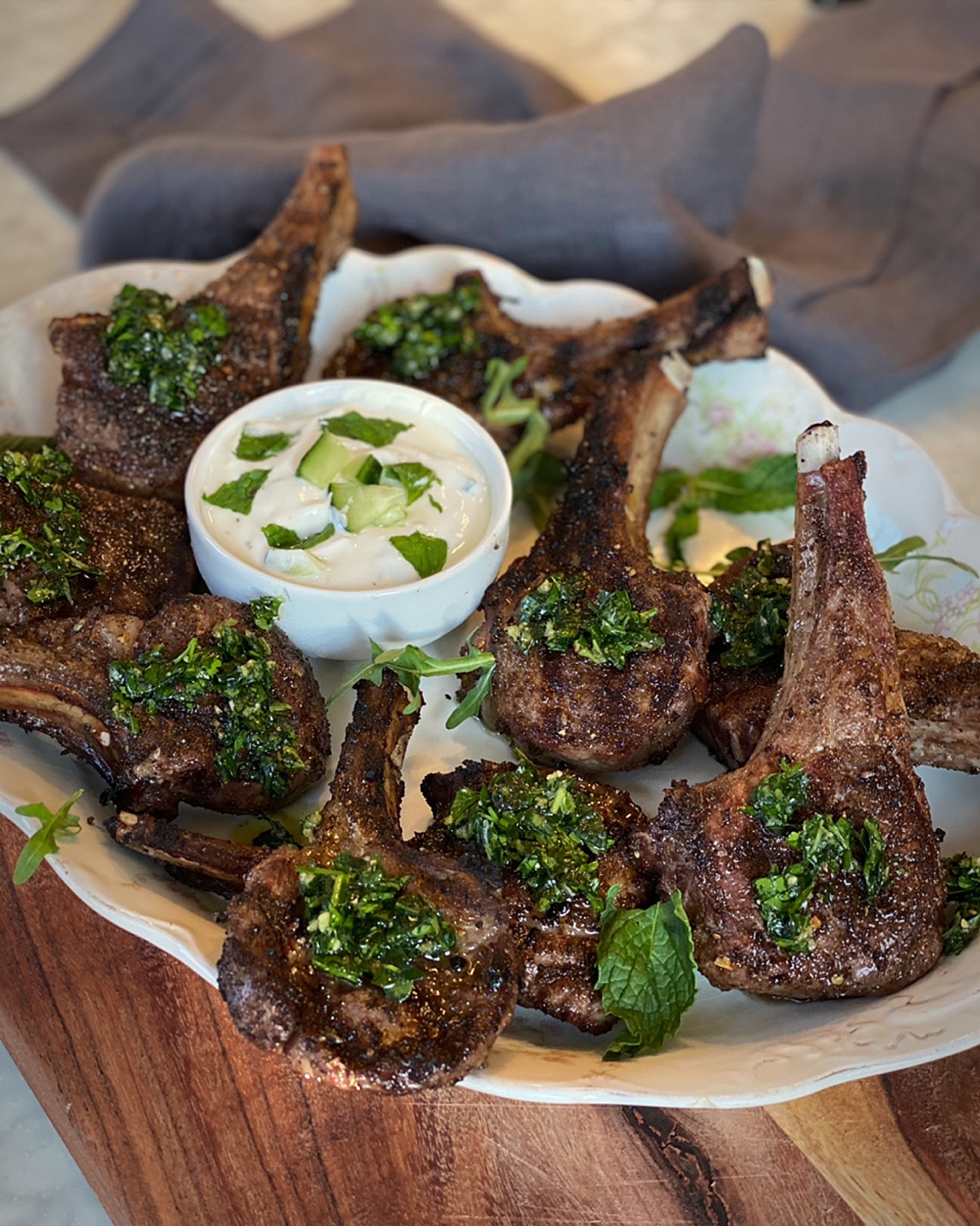 Roasted Garlic Peppercorn Lamb Chops