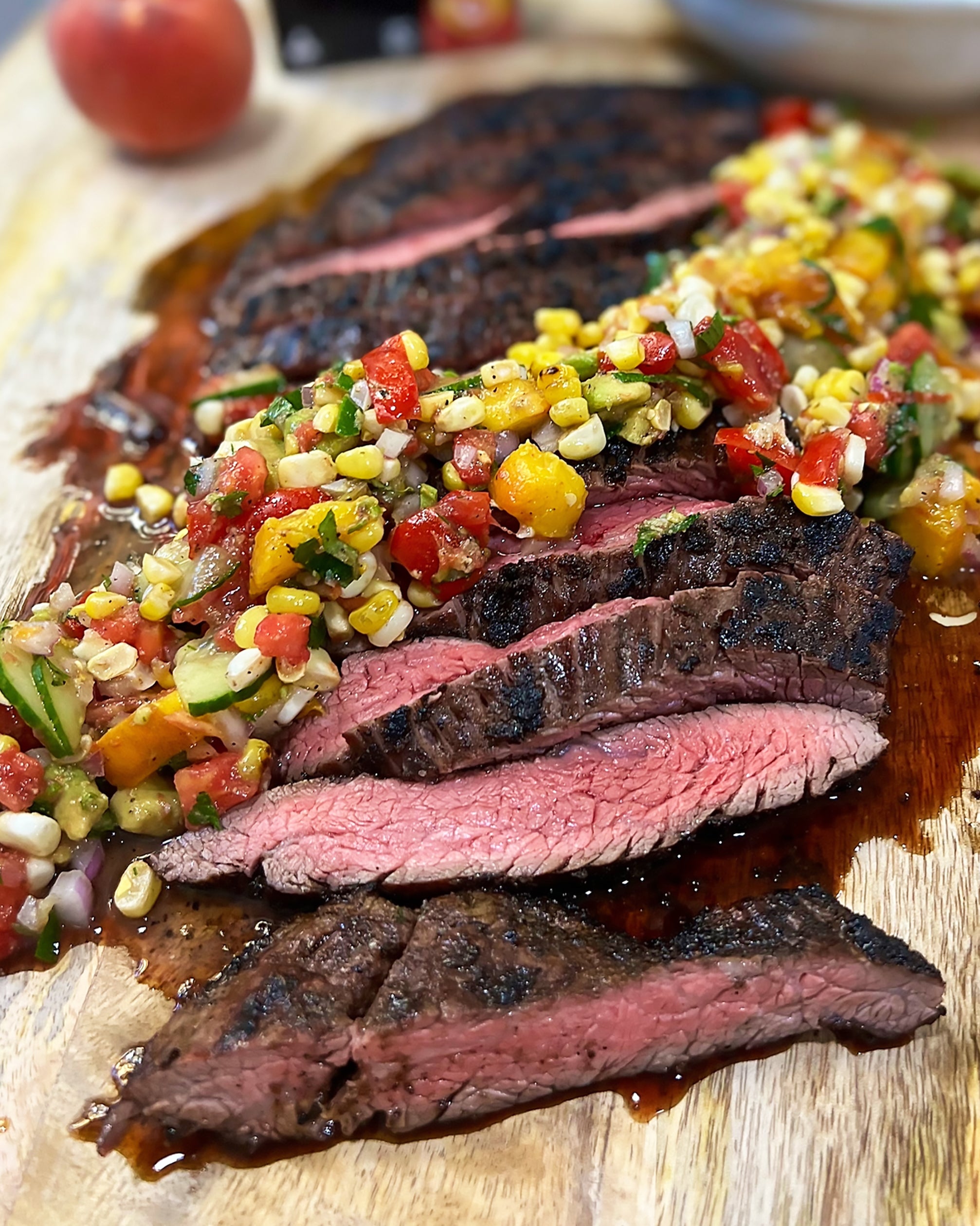 Steak with Corn & Peach Salsa