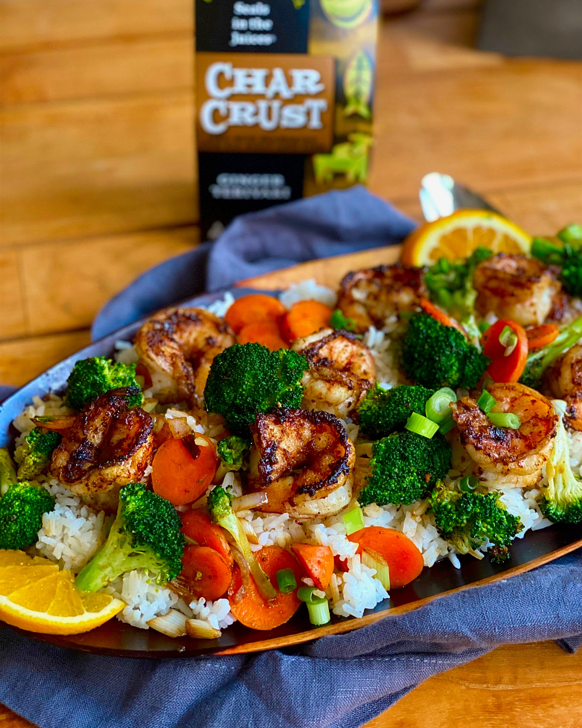 Ginger Teriyaki Shrimp & Veggies with Rice – Char Crust® Dry-Rub Seasonings