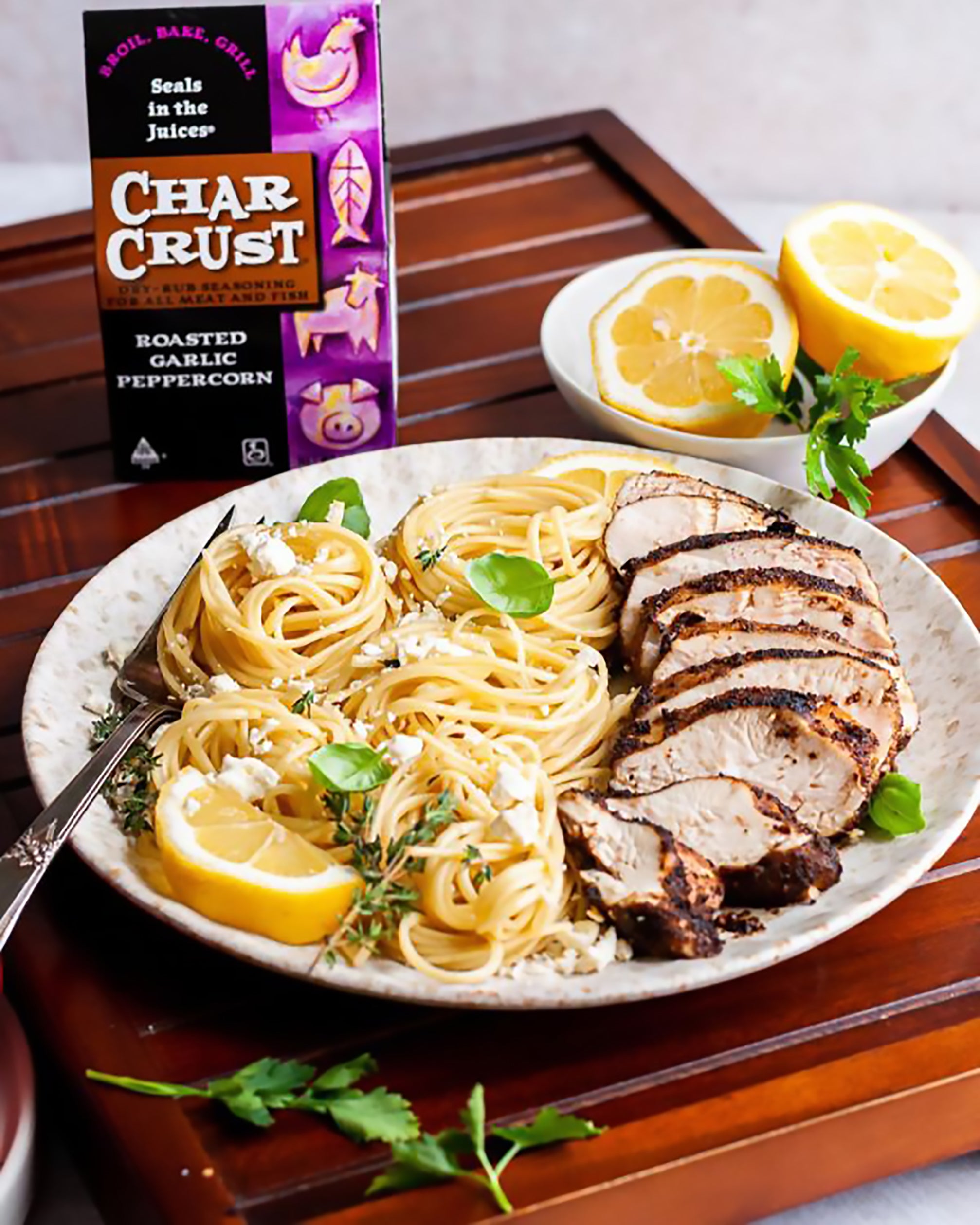 Roasted Garlic Peppercorn Chicken Pasta – Char Crust® Dry-Rub Seasonings
