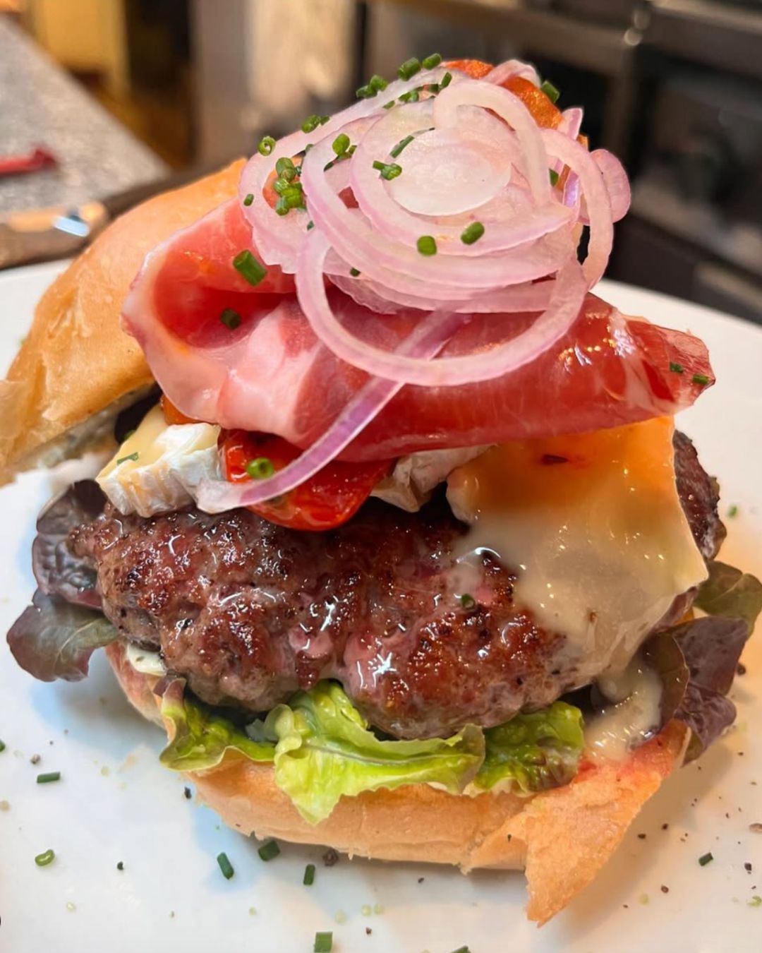 Brie Burger with Smoked Ham