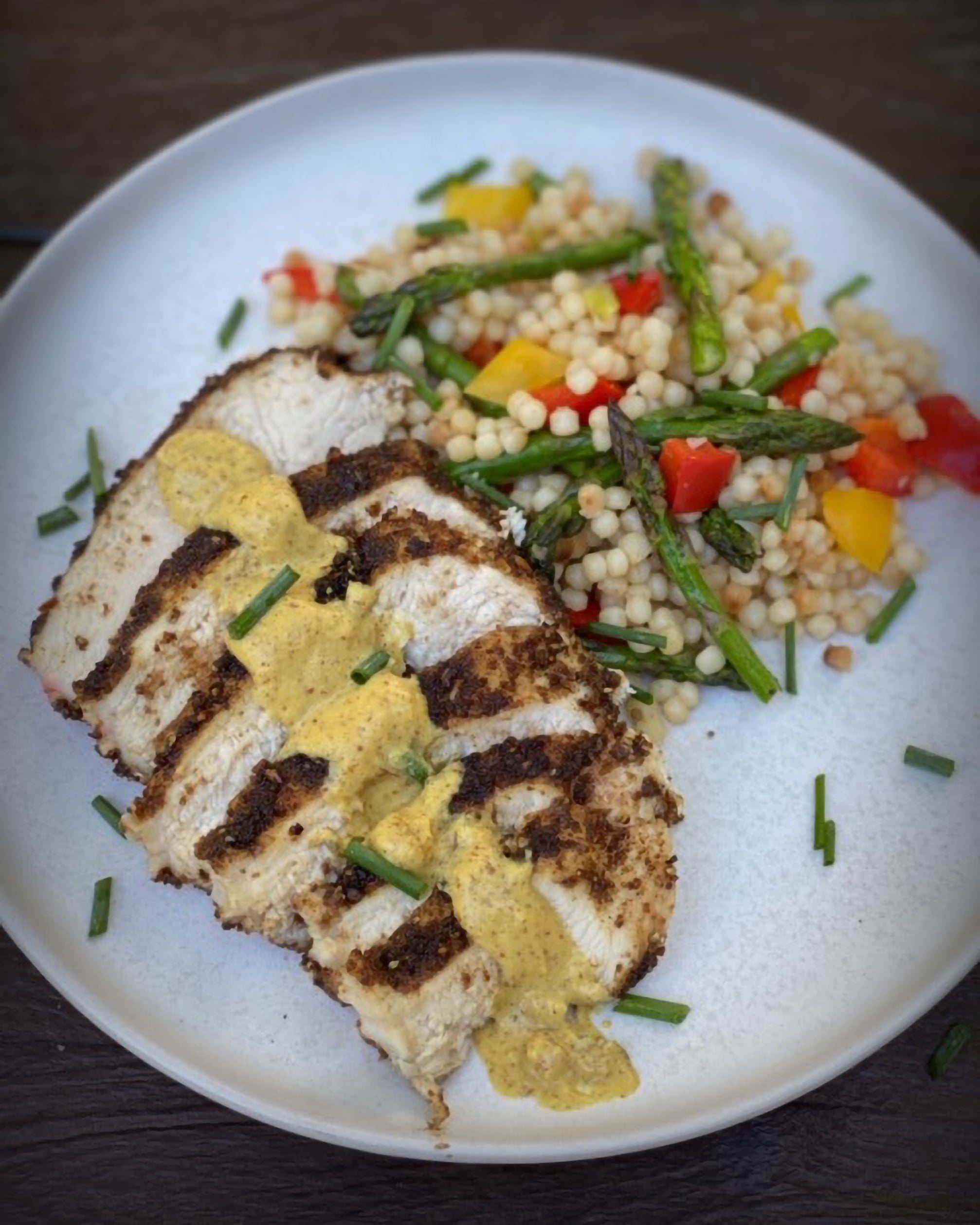 Garlic Peppercorn Chicken with Couscous and Veggies