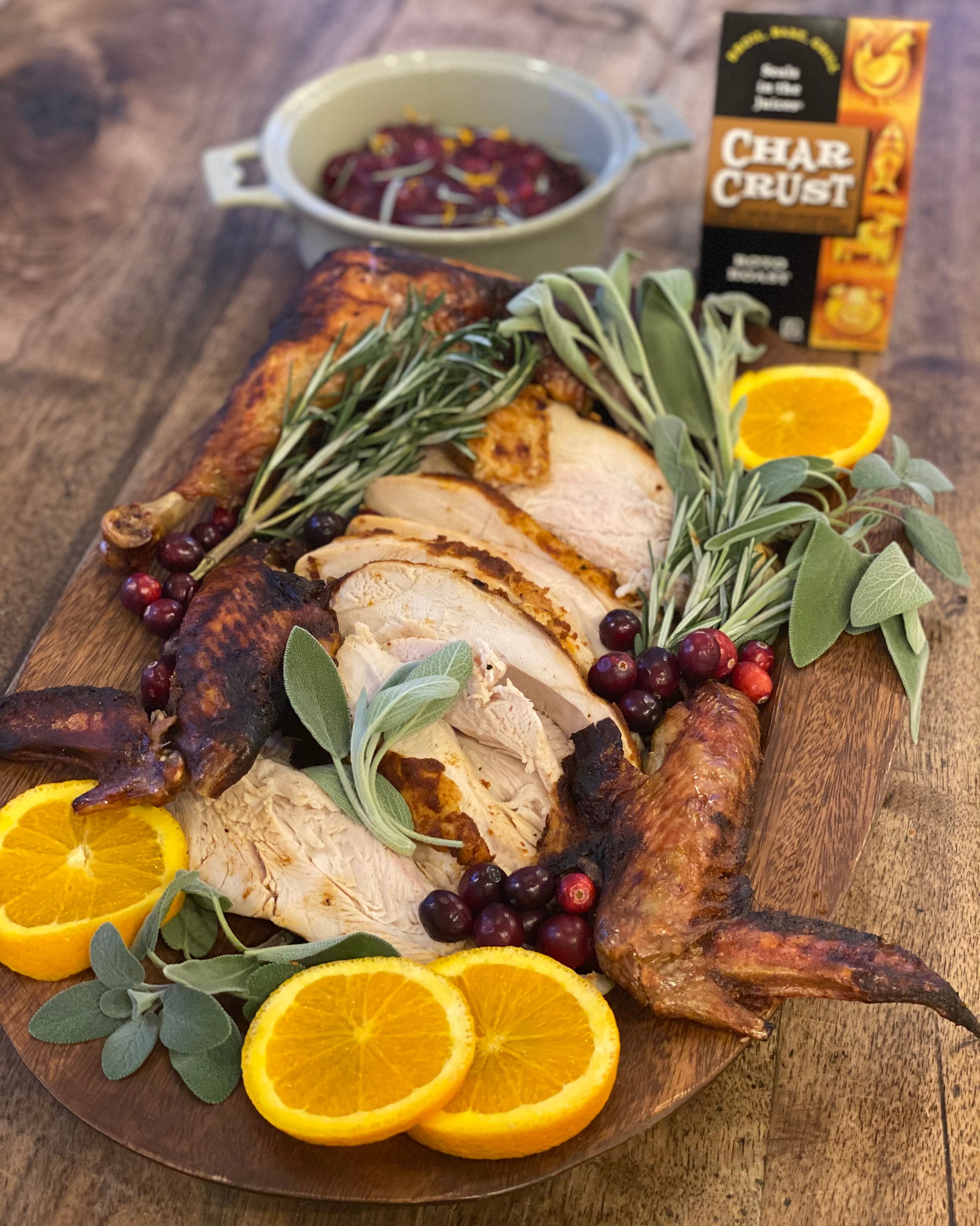 Thanksgiving Turkey with Char Crust. Make crispy, juicy turkey easily by coating your turkey.