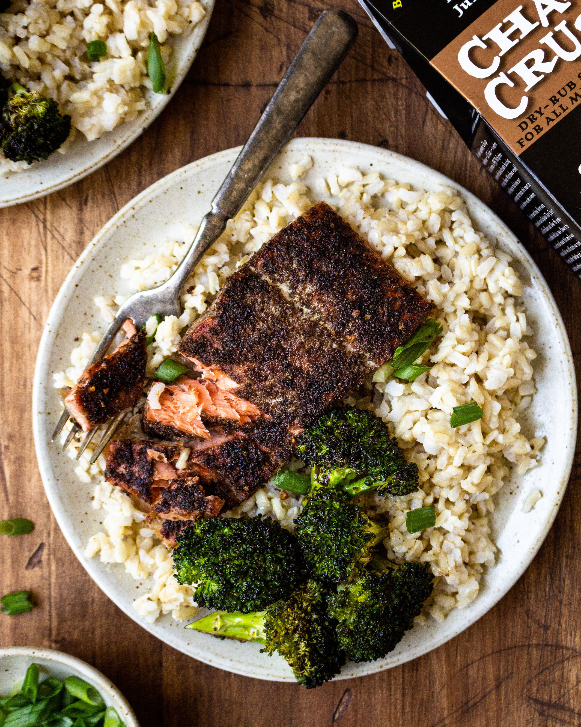 Char Crust® Ginger Teriyaki on salmon. Char Crust is used as a salmon rub in this picture but is also good as a chicken rub, beef rub and pork rub.